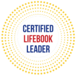 Certified Lifebook Leader Logo. Circular yellow with red and blue lettering inside.