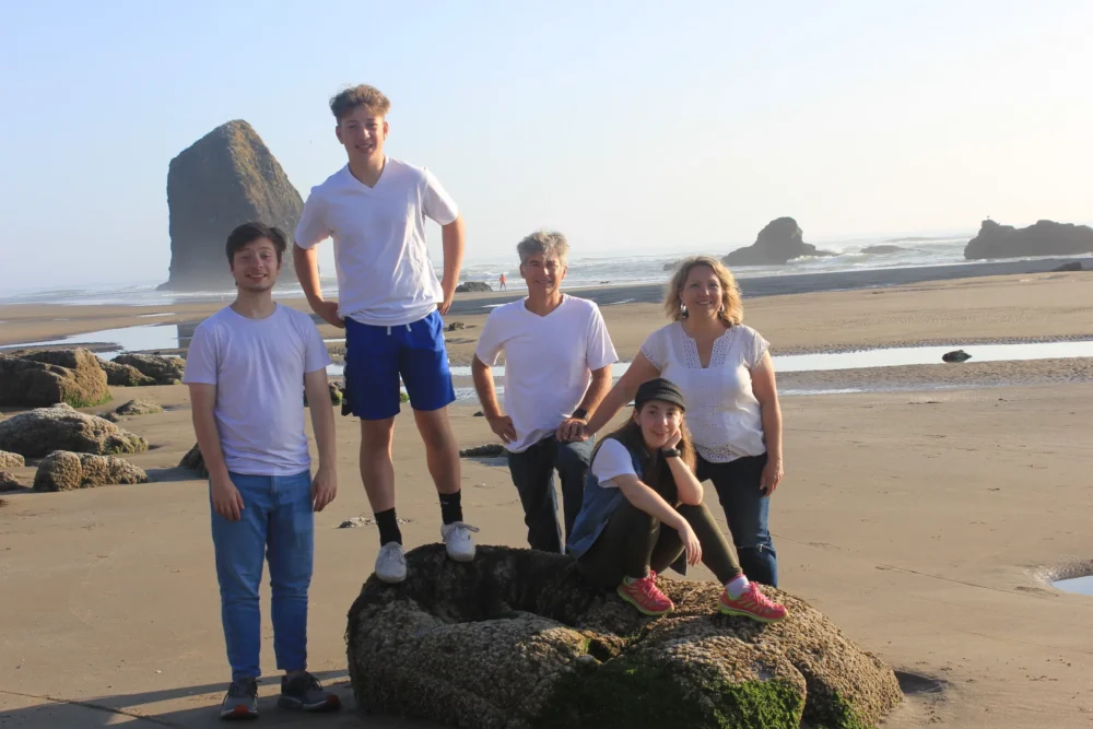 Coach Amy with Family in Cannon Beach Oregon